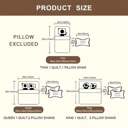 3pcs Floral Pattern bedding, Including 1 Quilt Cover And 2 Pillowcase, Is Soft, Breathable, Comfortable, Lightweight.